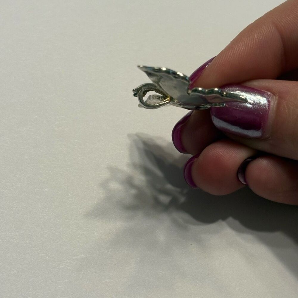 Butterfly Necklace Pendant Silver Orange Green Blue - Picture 6 of 6